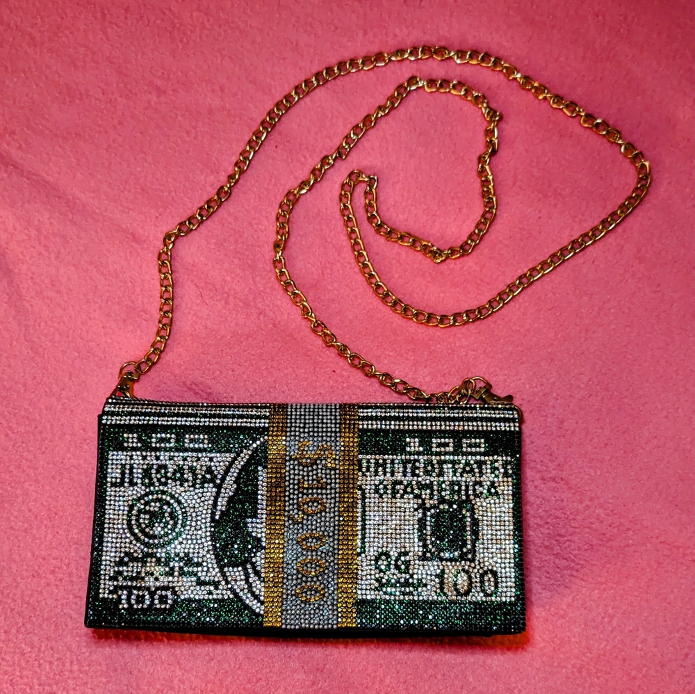 Hustler's Rhinestone Money Bag